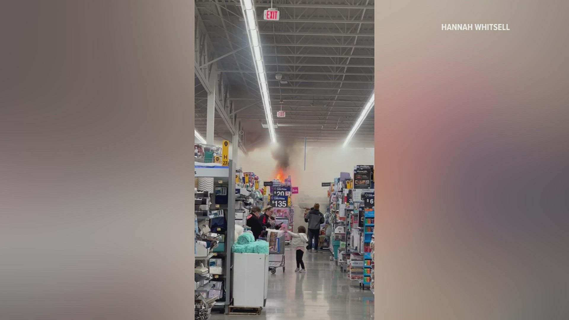 A portion of a Walmart store on 60 Noble Rd. in Carlisle caught fire on Wednesday night. Police believe it to be caused by arson.