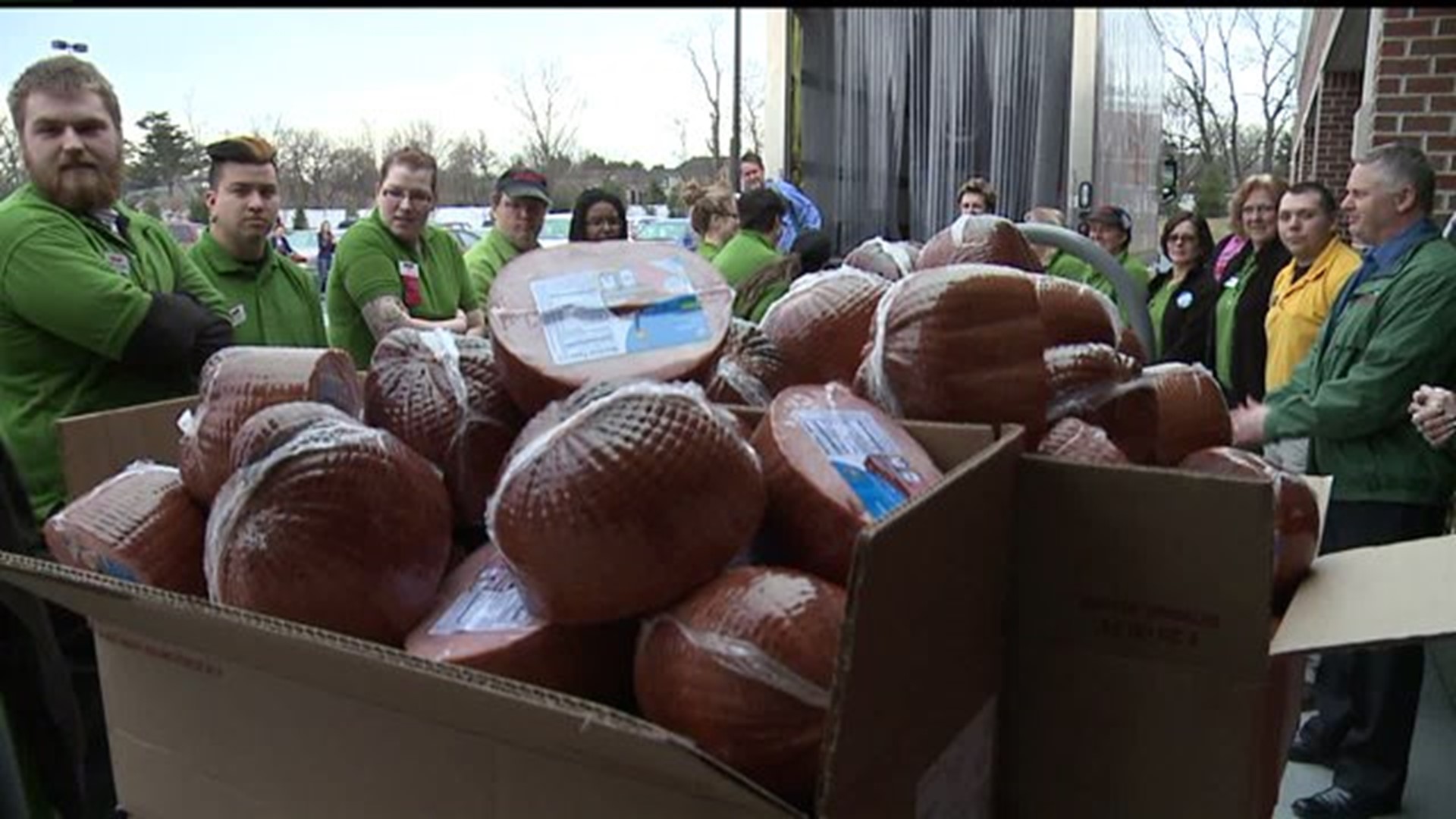 Hams donated to Central PA Food Bank by Giant Foods