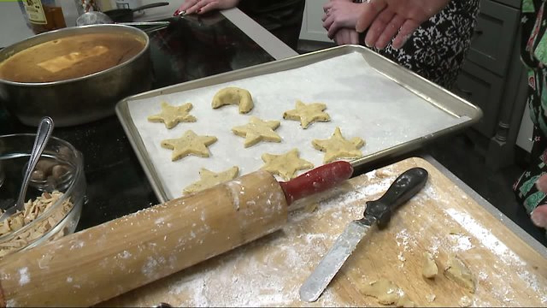 In the kitchen with Olivia`s prepping kourabiedes cookies