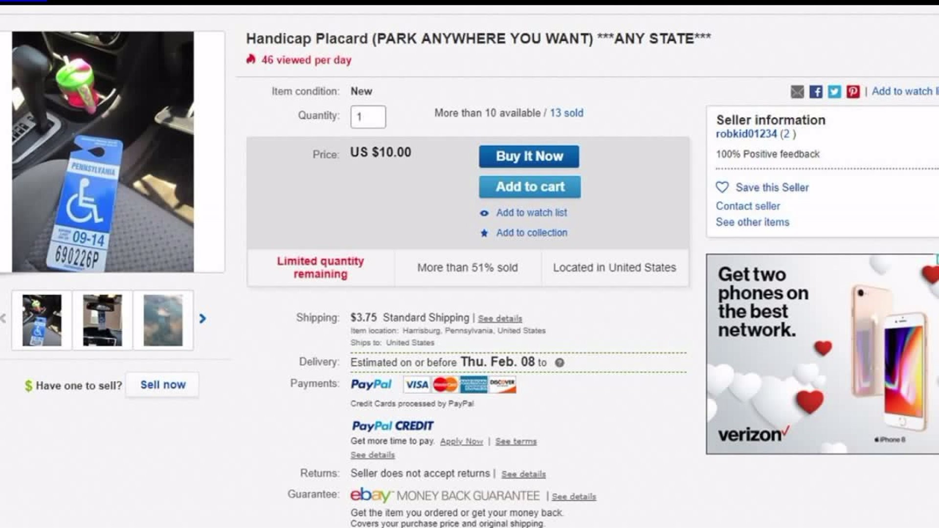 Harrisburg eBay listing for bogus handicapped placards bothers some drivers