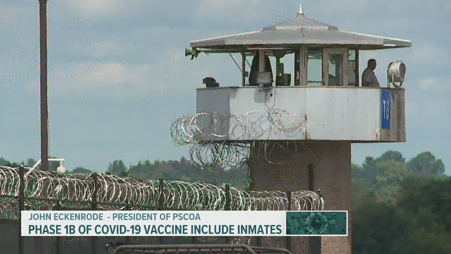 The Department of Corrections has worked with the Department of Health regarding the COVID-19 vaccine as it pertains to inmates. Inmates are now in Phase 1B.