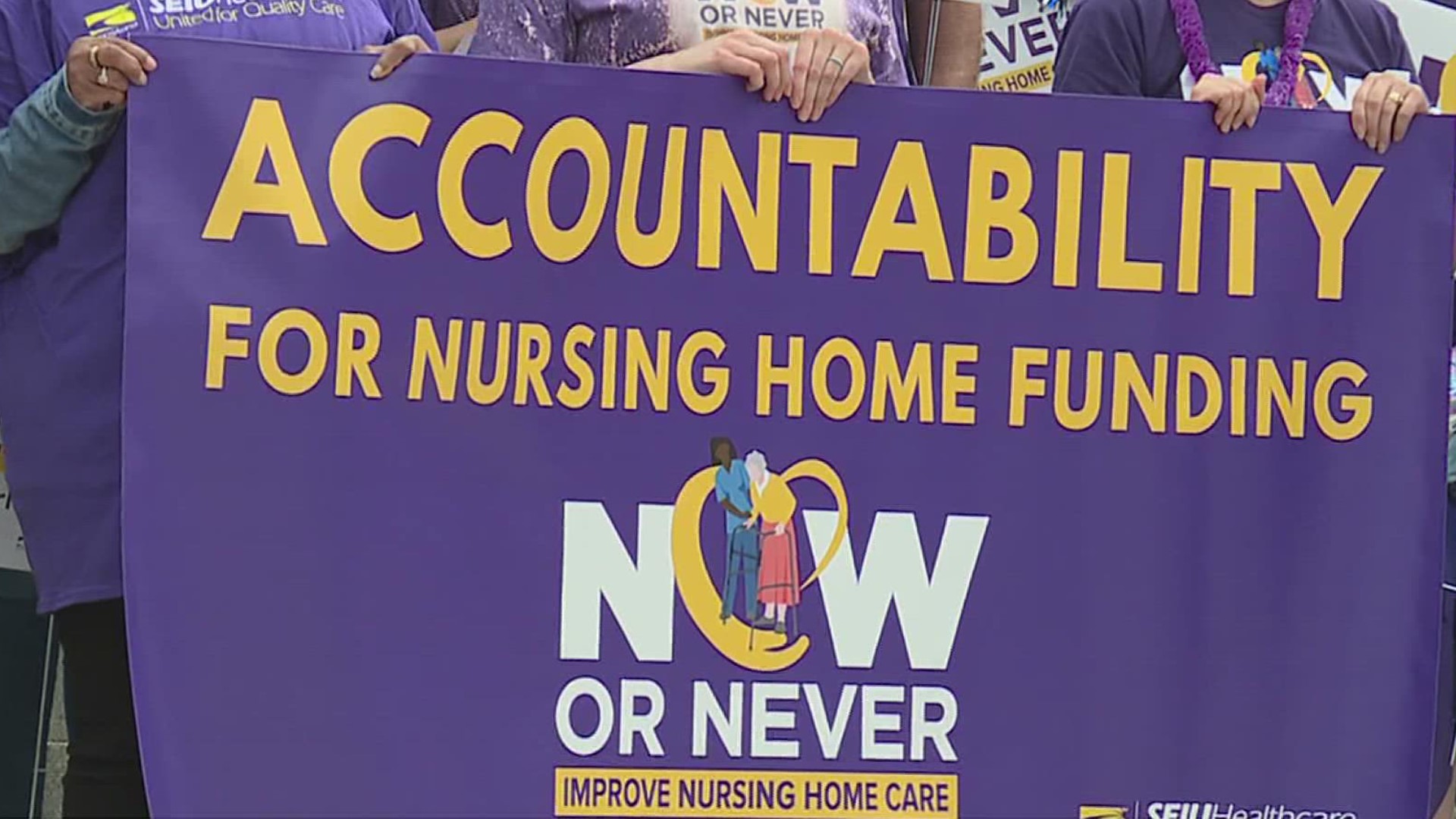 Caregivers are asking for safe patient-to-staff ratios and $300 million permanent and recurring investment into care.