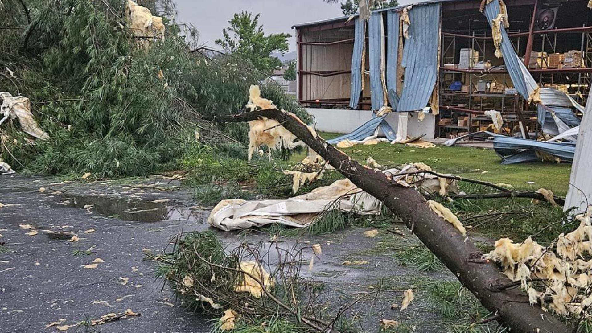 The building at Gibson Boulevard and Bobali Drive in Swatara Township sustained the damage on Friday morning.