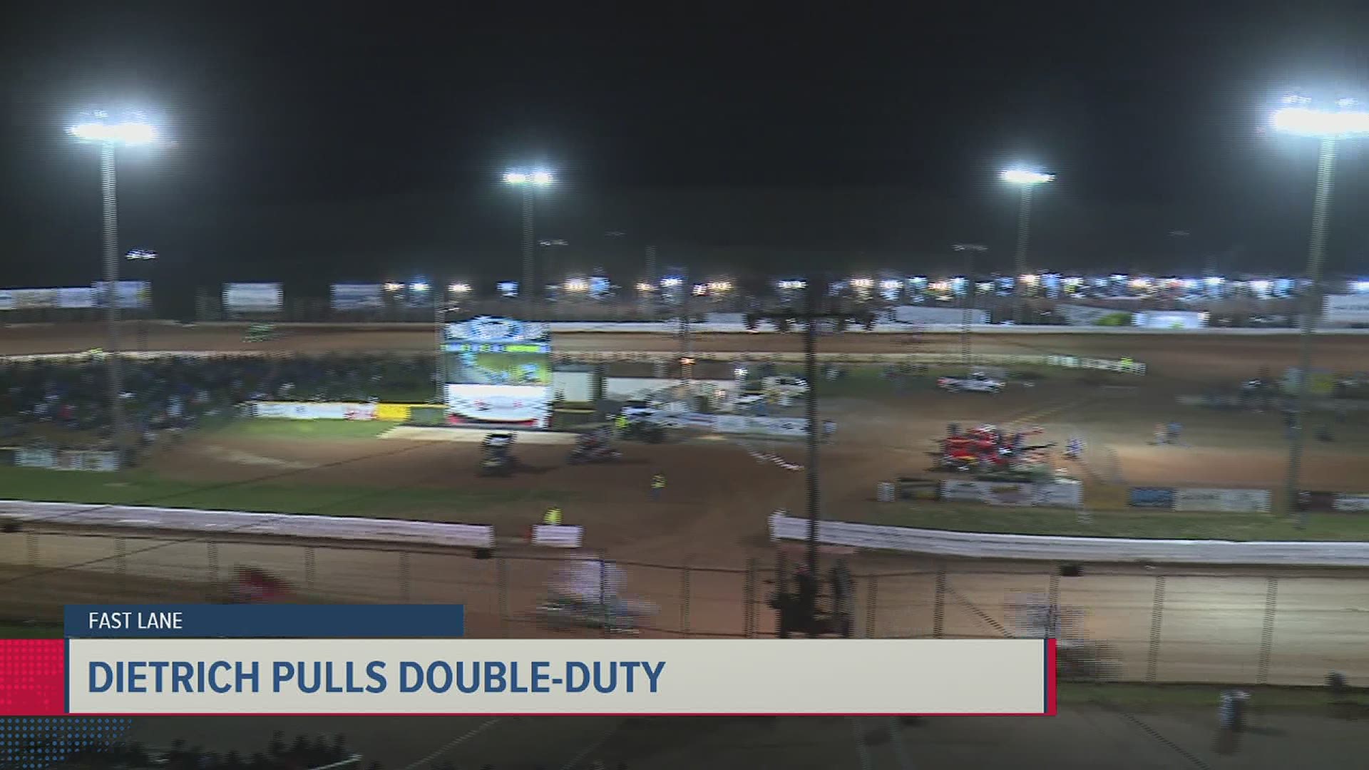 Danny Dietrich finishes the feature at the Speed Palace, put the car in the hauler then drove to Lincoln to make both features.