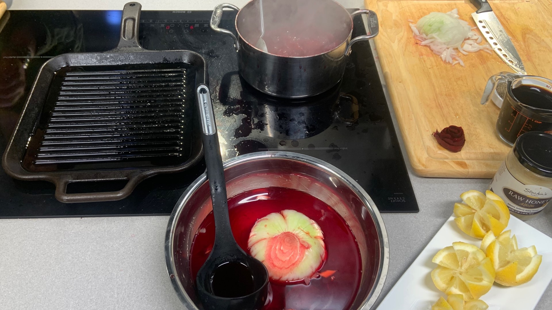 Olivia's demonstrates how to make their new summer salad that features fresh garden beets and is topped with fire-grilled chicken breast.