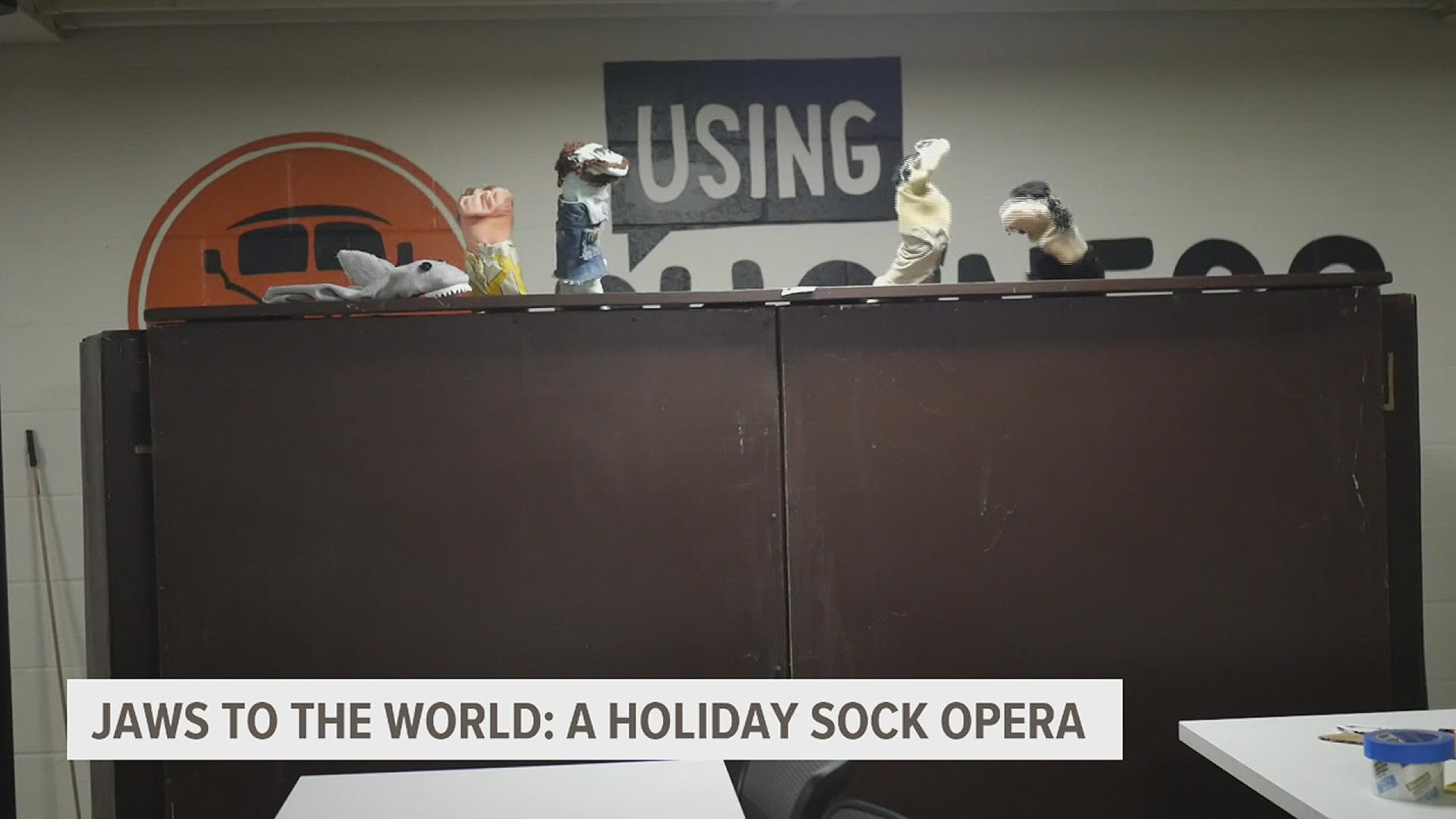 The Creative Works of Lancaster to perform a sock puppet parody of the classic film, "Jaws," with a Holiday twist.