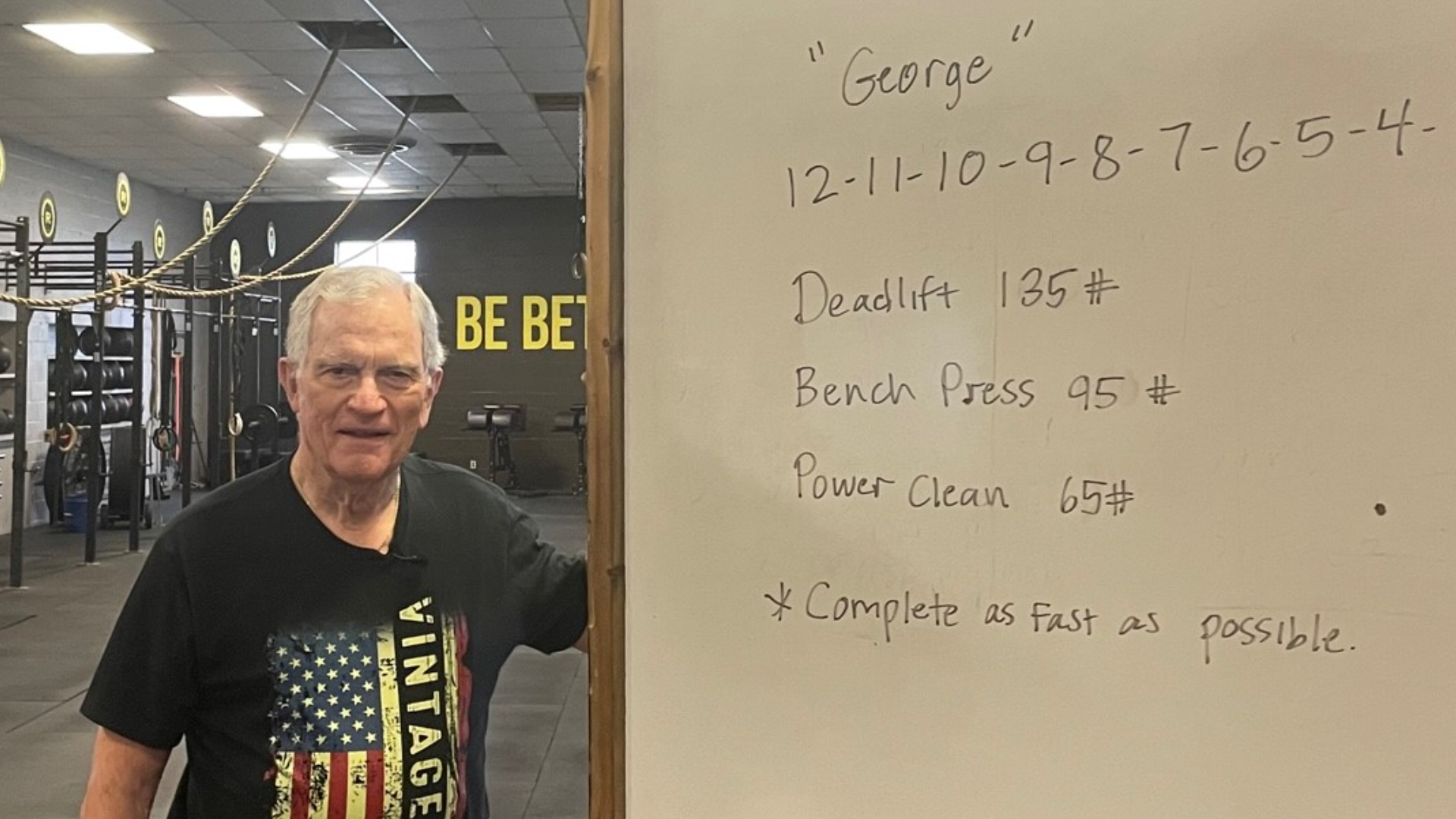 George Hubbard has been a CrossFit member in Hanover for almost 10 years. To celebrate his 80th birthday, he is doing the CrossFit Workout of the Day.