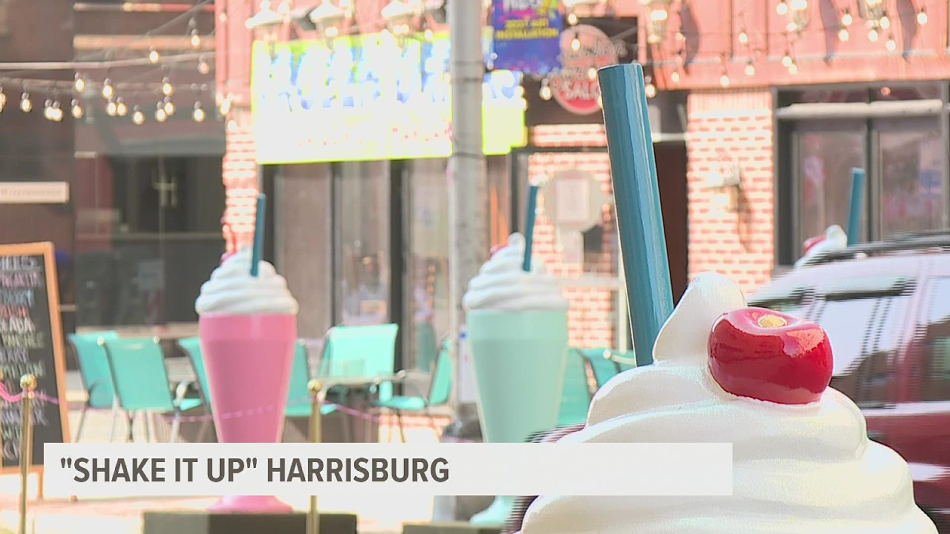 The multi-milkshake masterpiece is meant to bring people downtown with the chance to win $500 each day.
