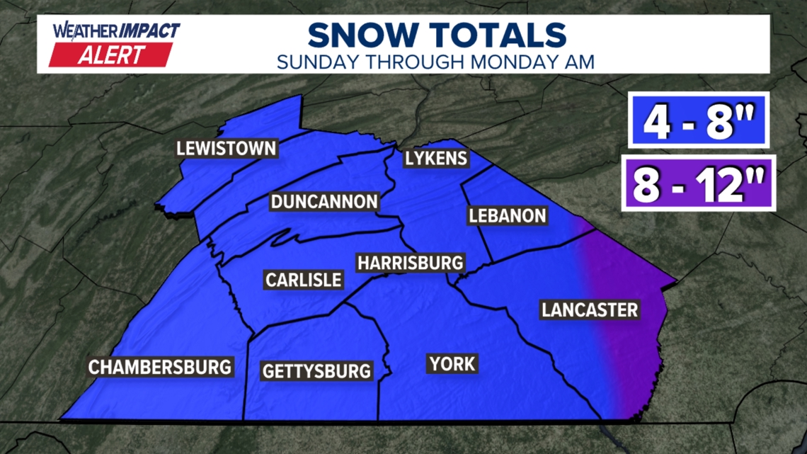 Weather Impact Alert Sunday through Monday morning as a winter storm brings our next round of snow and travel impacts