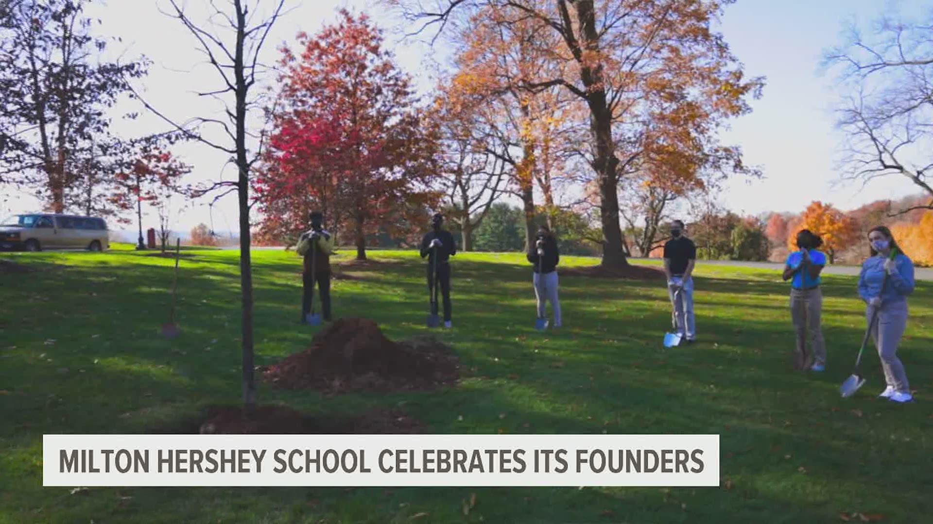 The Milton Hershey School kicked off its 2020 Founders Week today with a ceremonial tree planting by six members of this year's senior class.