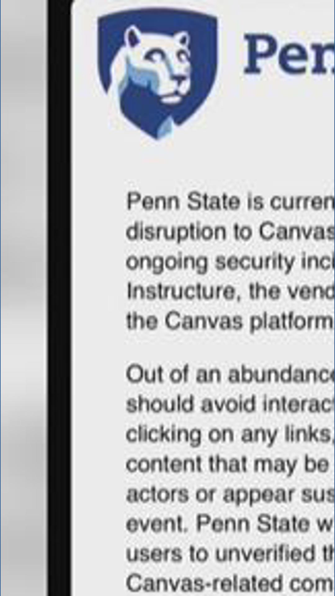 Canvas Ransomware Message Penn State students, millions of others locked out of Canvas accounts ...