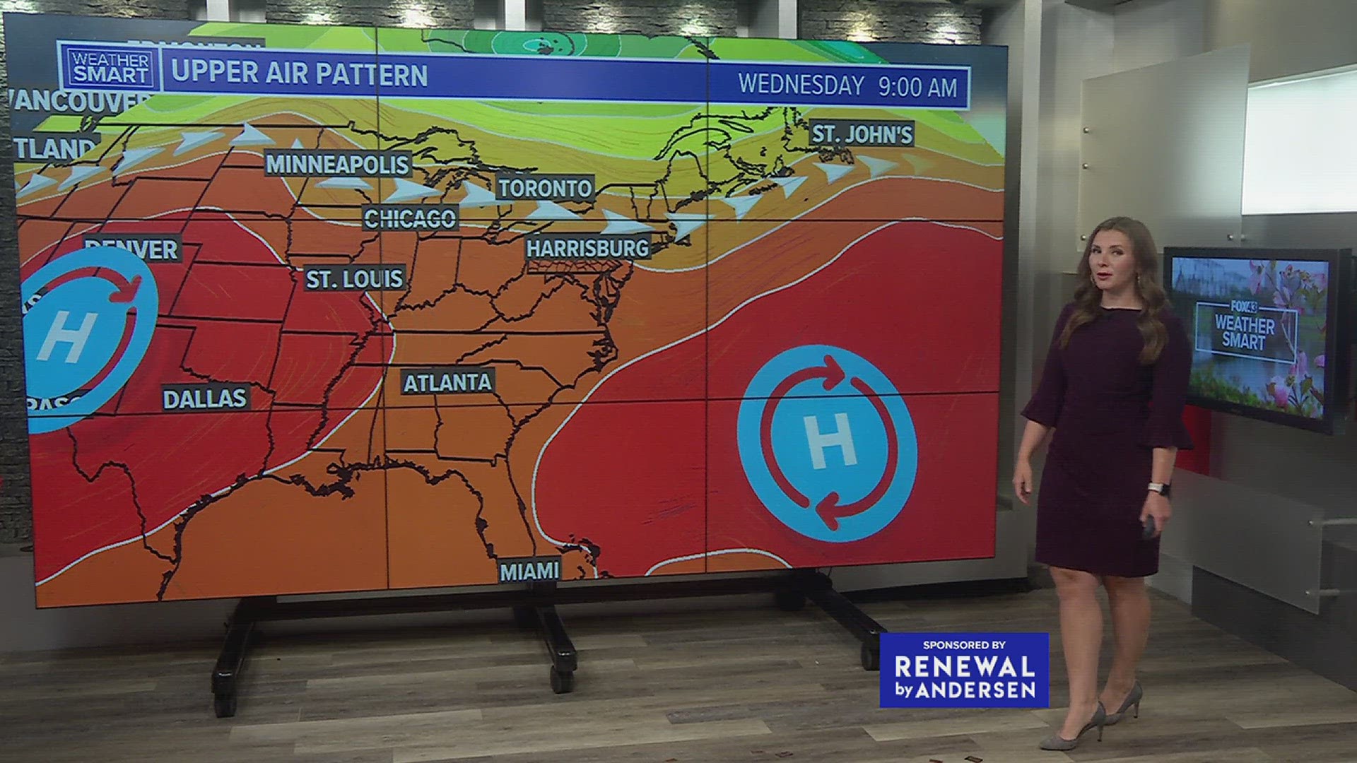 Temperatures climb into the 90s starting on Wednesday and continue to soar through Friday! Heat index values will be near or above 100 degrees as we end the week.