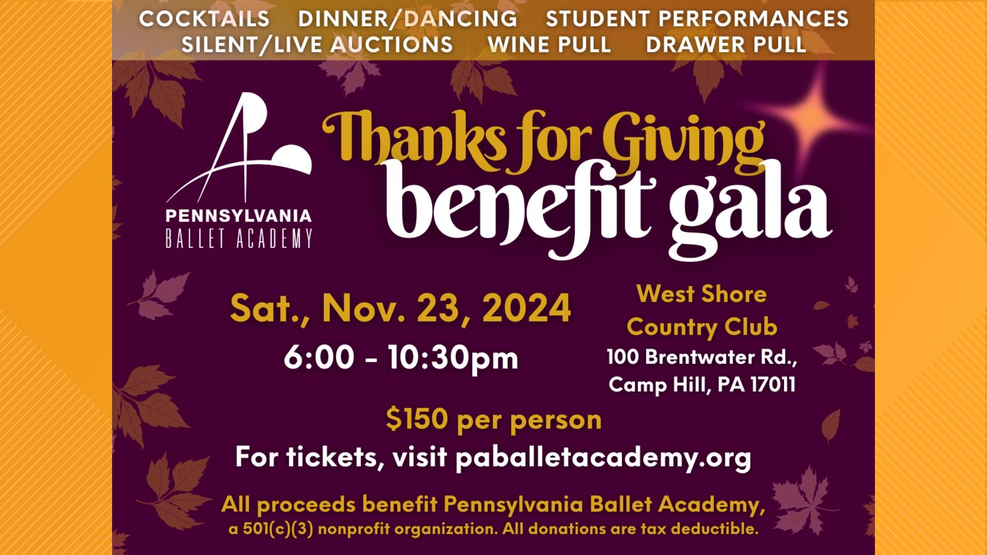 The Thanks for Giving benefit gala will be held on Sat., Nov. 23 from 6 - 10 p.m. at the West Shore Country Club.