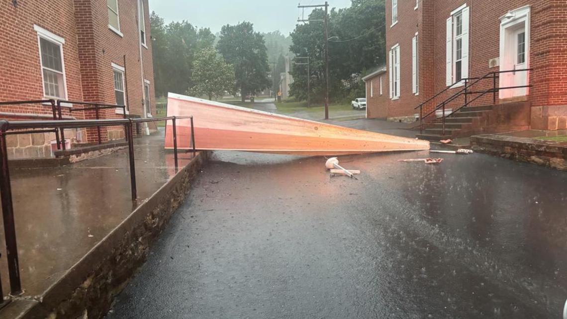 Strong storms blow steeple off of Perry County church, knock down trees ...