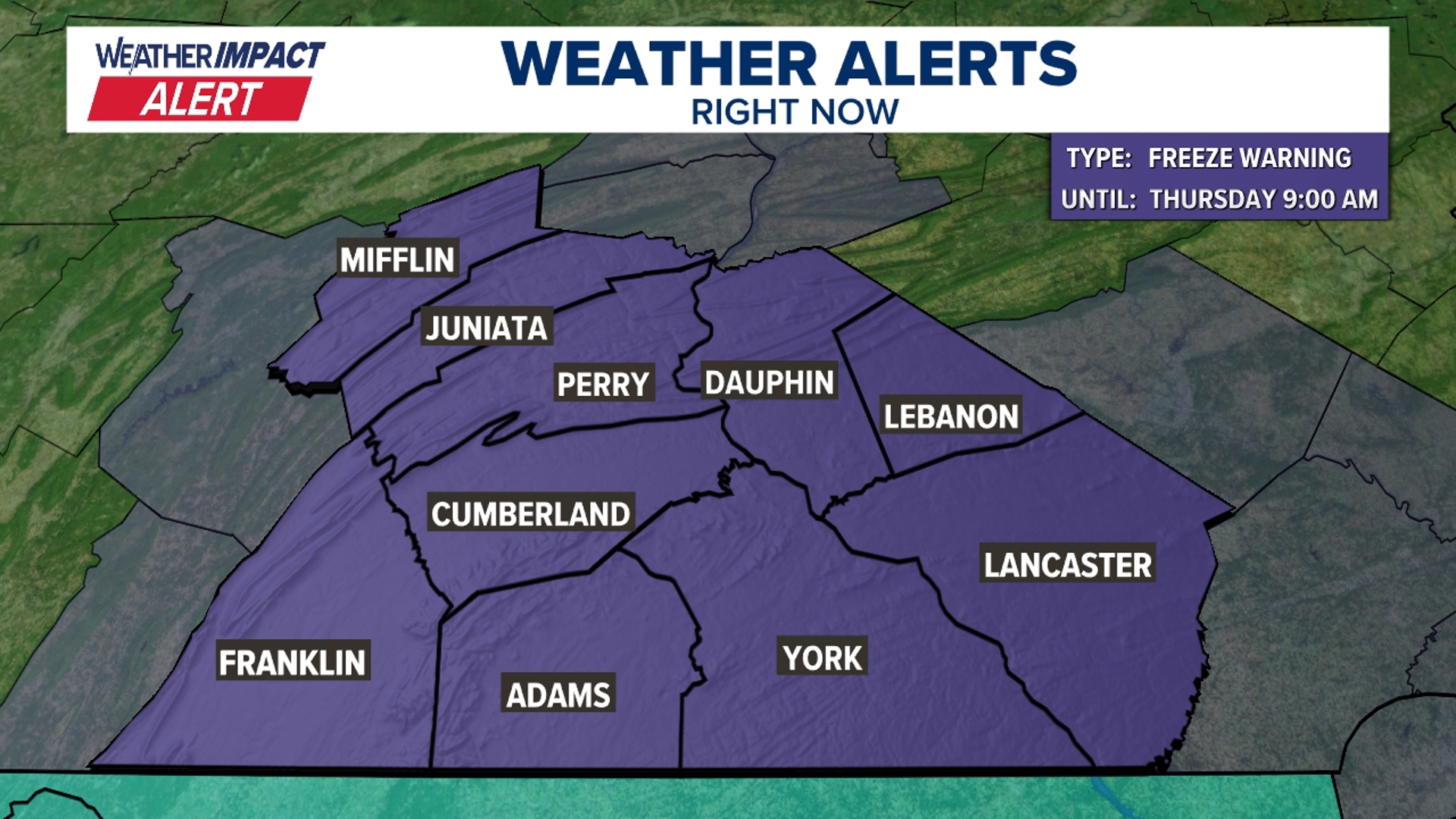 Weather Impact Alert | Freeze Warning issued for Wednesday night into ...