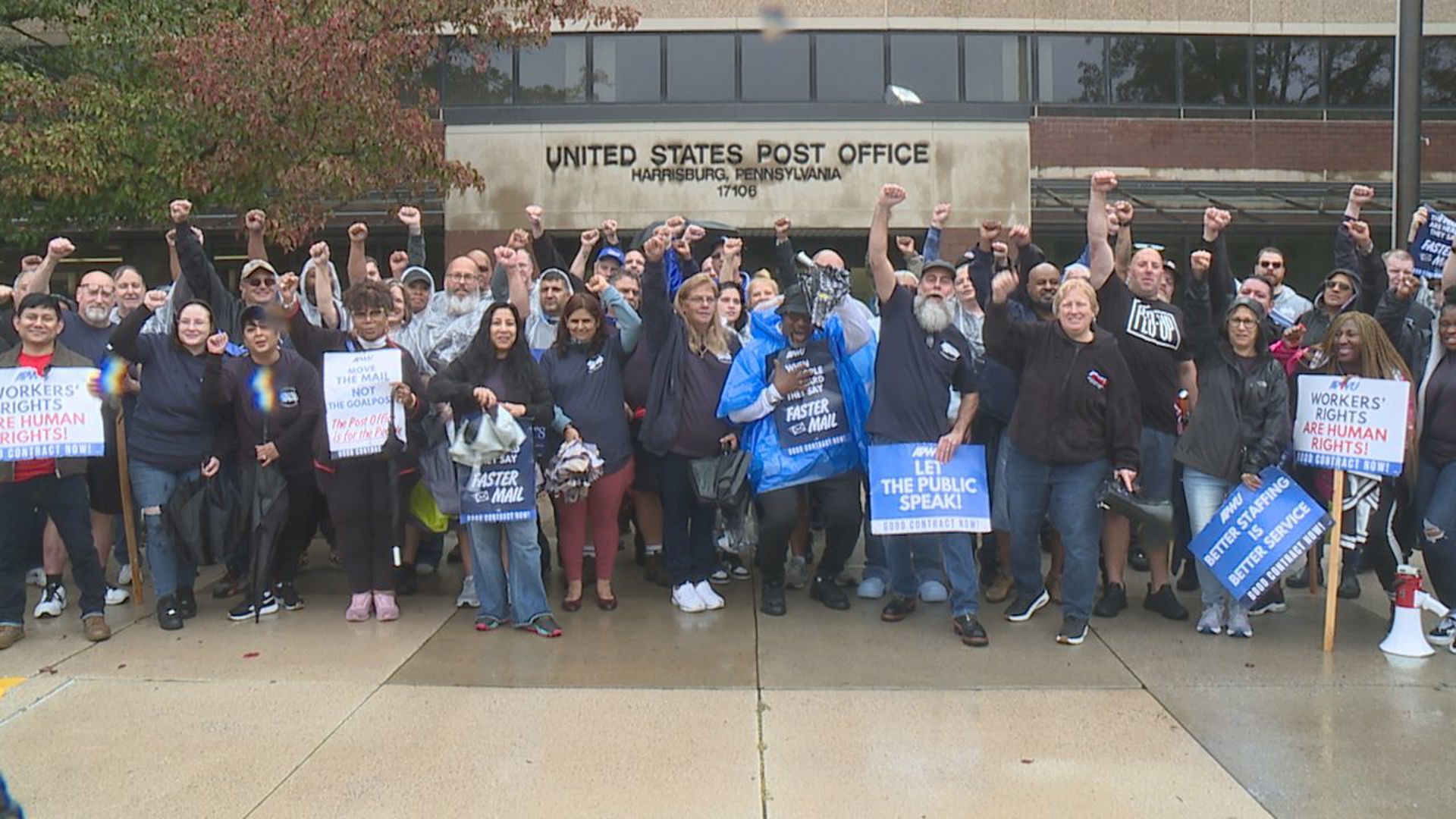 Postal workers rallied in Susquehanna Township for better staffing levels and improved mail service, as the union negotiates for a new contract.