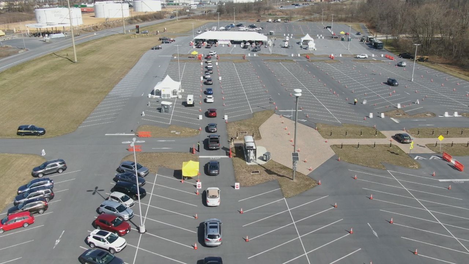 HACC's campus is serving as the site of the drive-thru clinic which at its peak plans to administer 2,000 vaccinations per day.