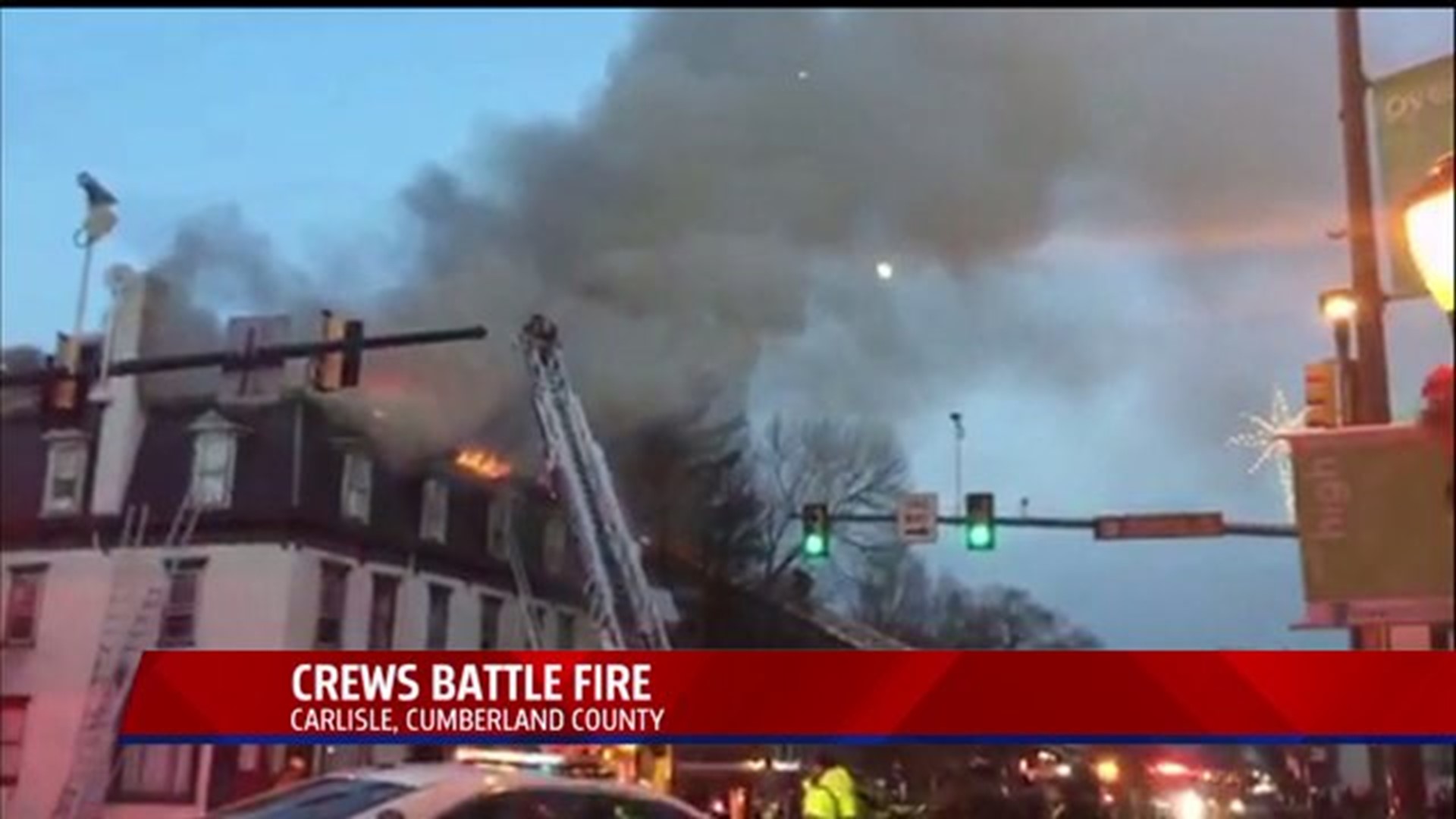Two alarm apartment building fire in Carlisle