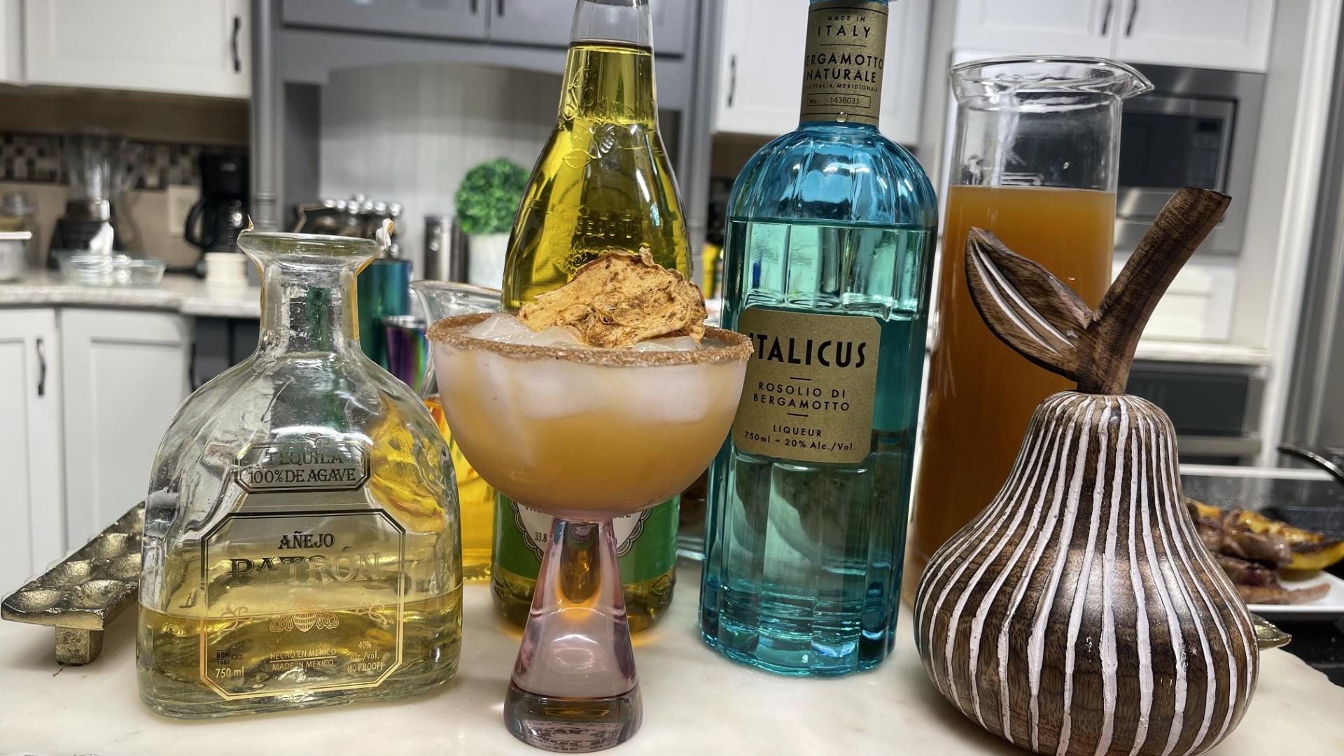 Adrienne mixes a crisp Autumn margarita.