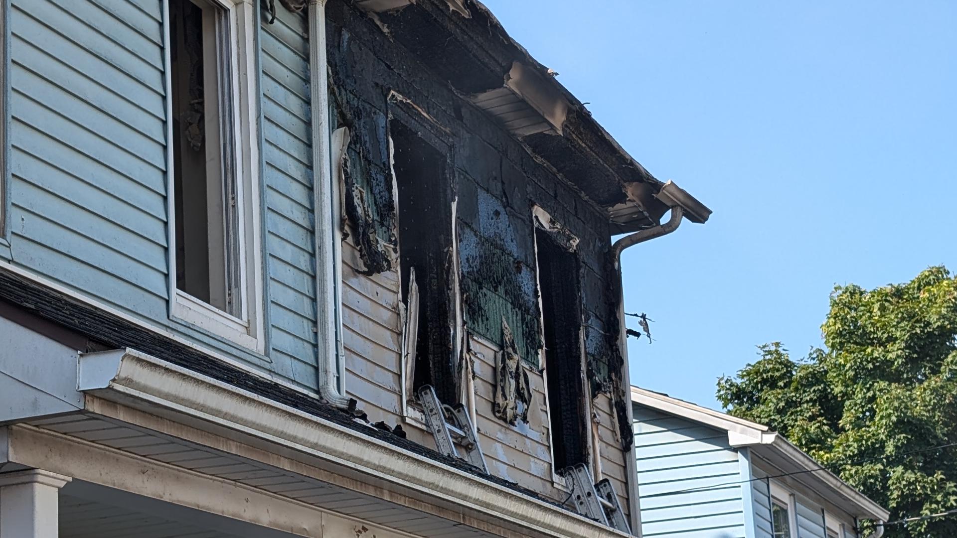 Officials at the scene said a child died as a result of the fire, and four other people are injured.