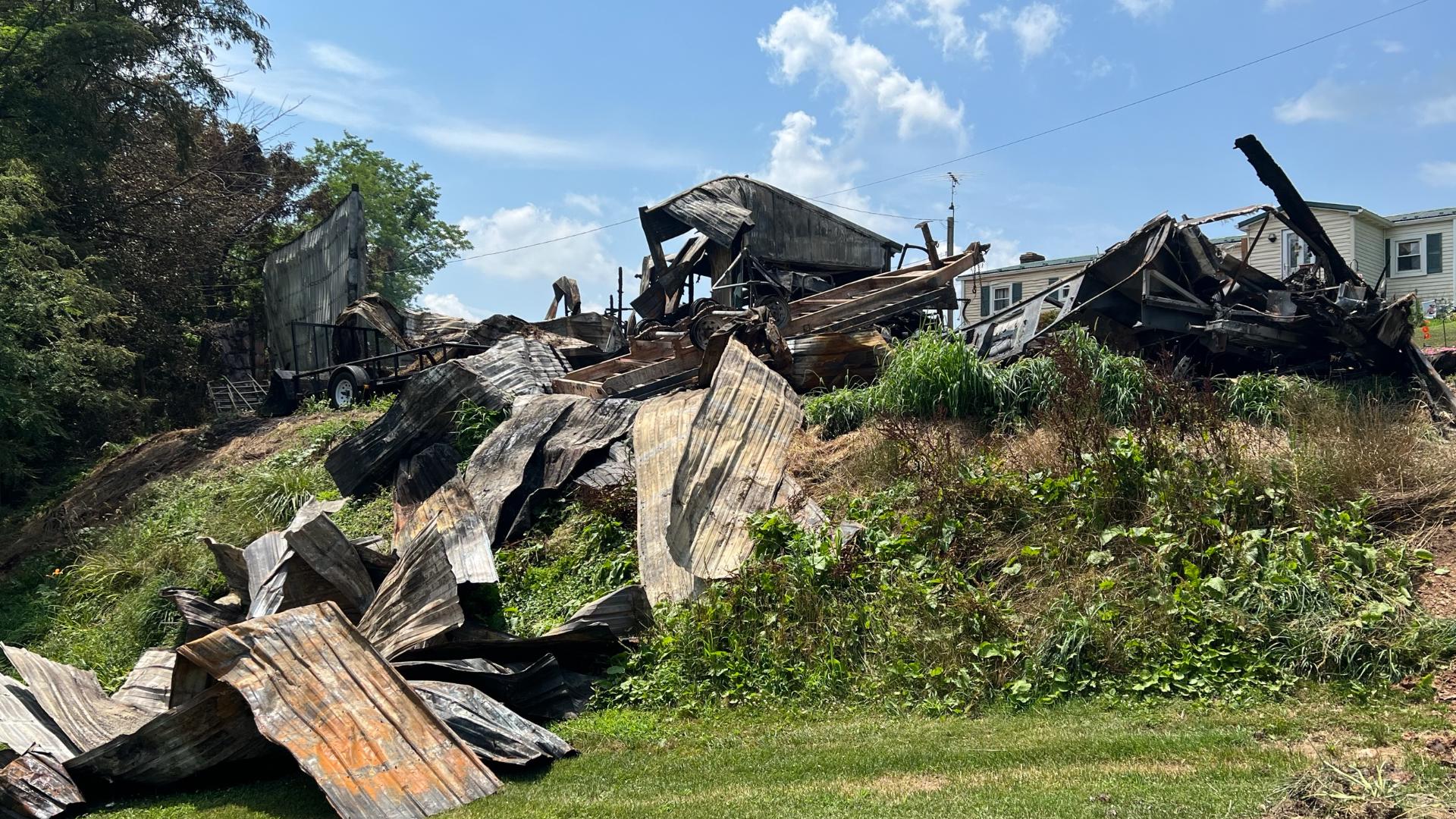 Officials believe the fire may have started with the lithium battery of an electric bike that was on the back of an RV within the garage.