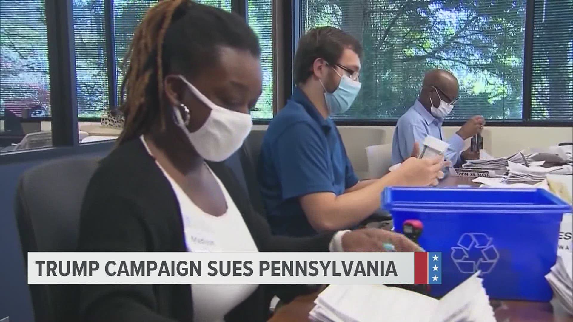 The Trump campaign also is seeking to intervene in a case before the Supreme Court that deals with whether ballots received by Friday can be counted in the election.