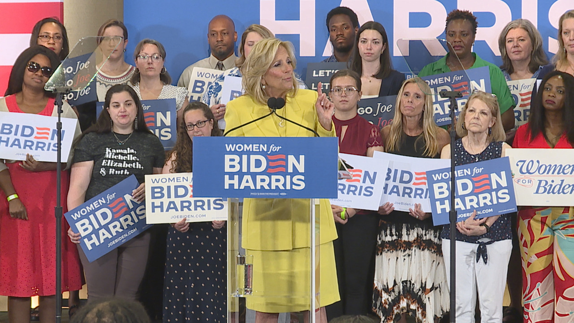 First Lady Dr. Jill Biden visited supporters in Lancaster County on Sunday as part of an ongoing tour across Pennsylvania and North Carolina.