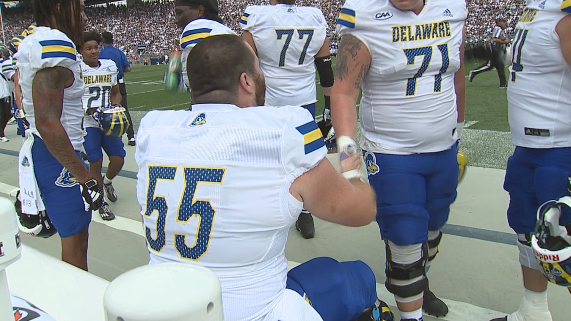 University of Delaware football tries on significant uniform change