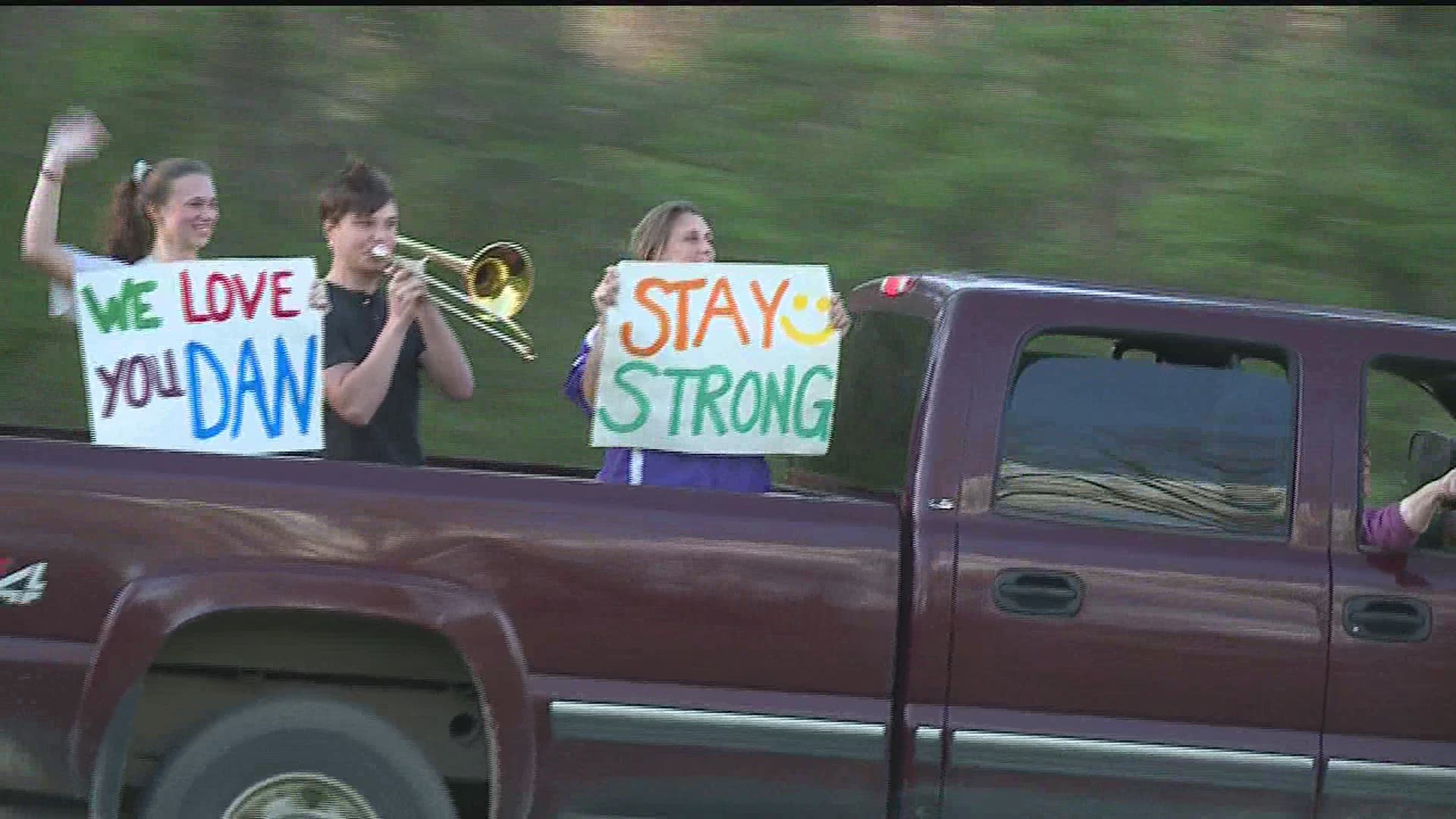 Dozens of people came out to raise the spirits of a former York County high school teacher who is battling cancer.