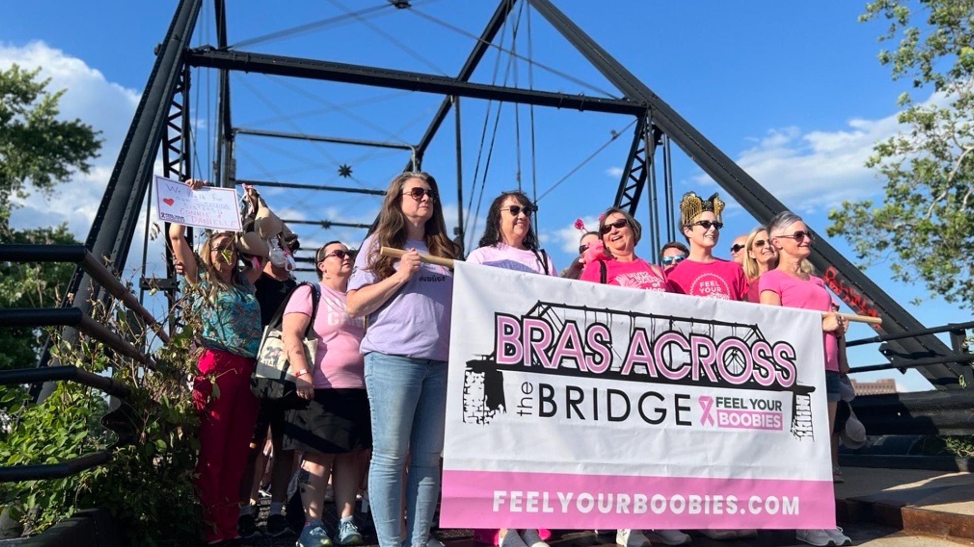 More than 1,000 bras spread across the Walnut Street Bridge in Harrisburg, as the Feel Your Boobies Foundation celebrated its 20-year anniversary.