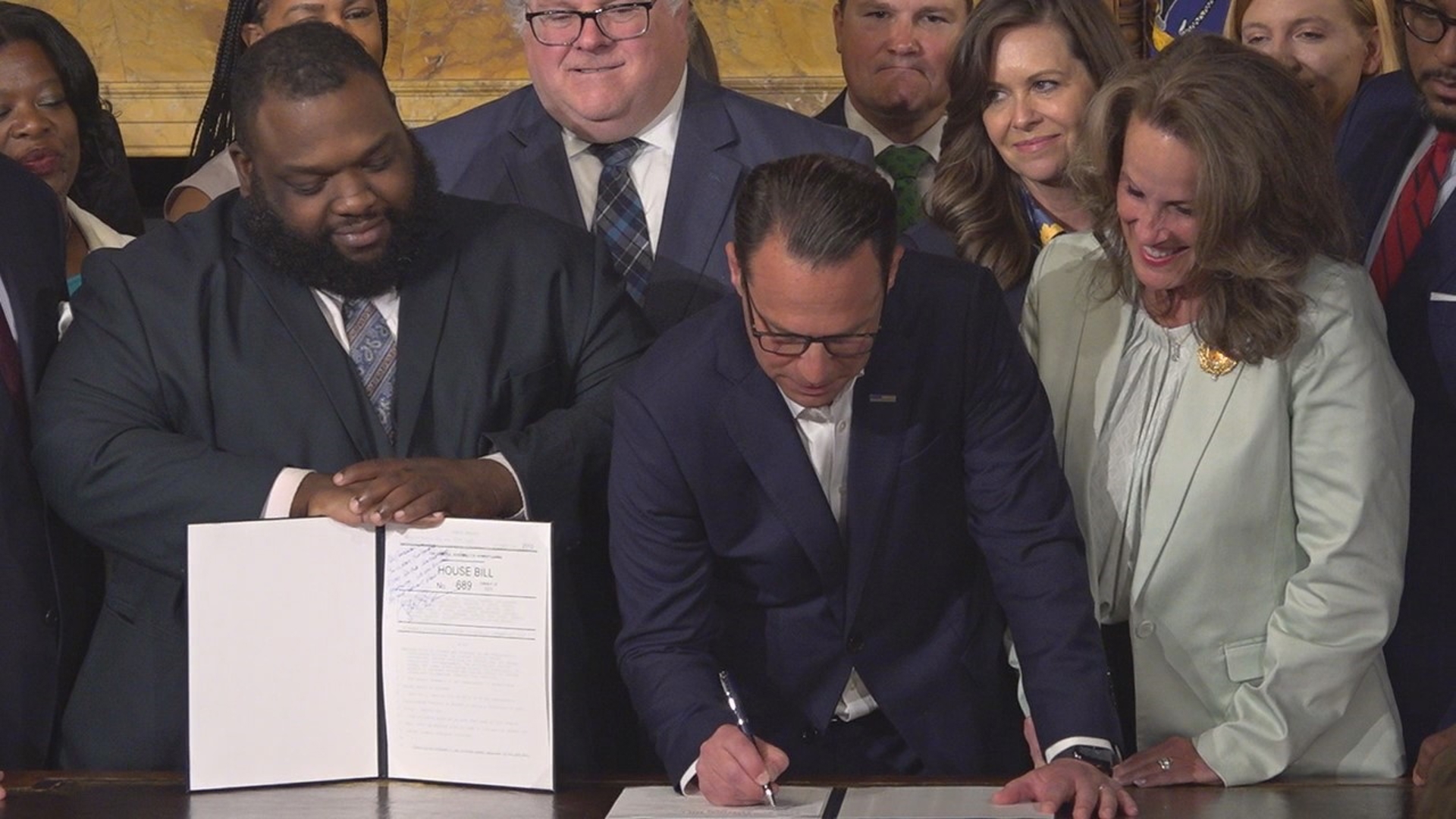 Governor Josh Shapiro ceremoniously signed a new law to expand the state’s Clean Slate Act – wiping out the records of some non-violent reformed felons.