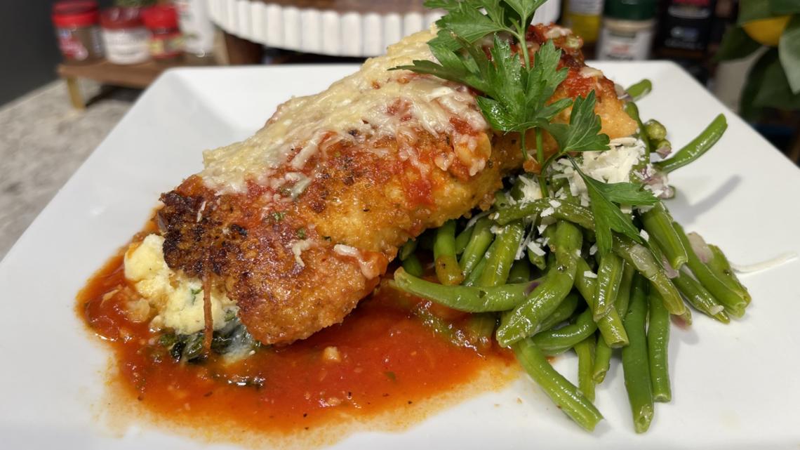 Olivia's makes a savory chicken rollatini with Italian style green beans