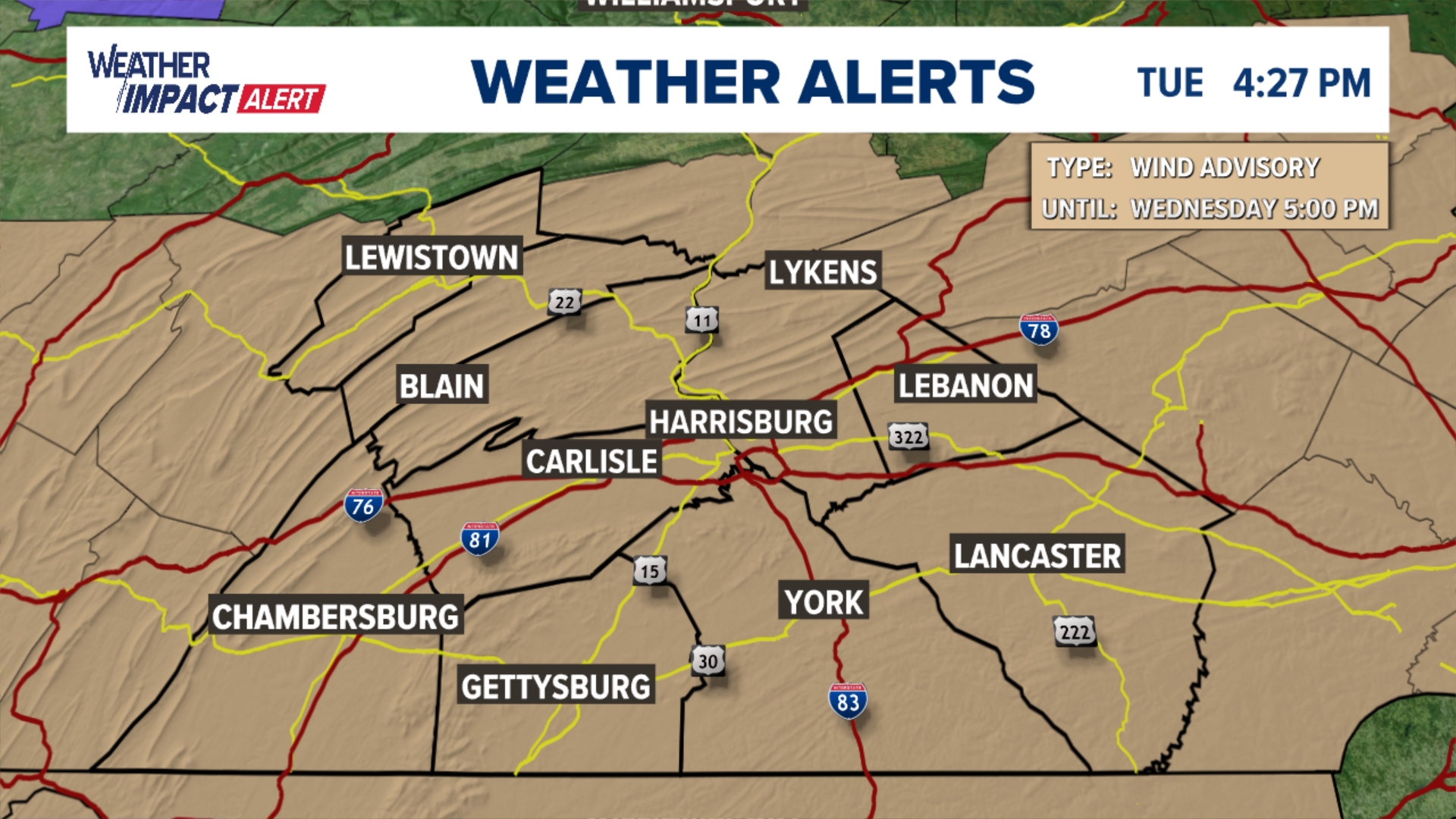 Strong wind gusts expected Wednesday | Weather Impact Alert | fox43.com
