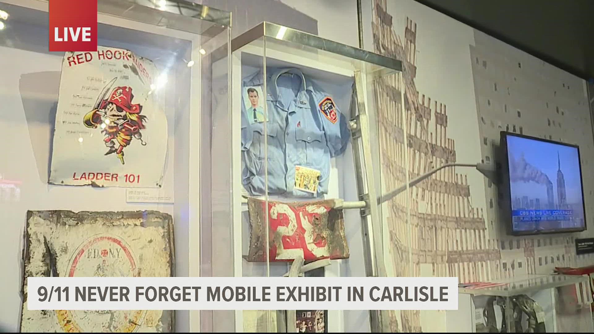 For one day only, a 9/11 Never Forget Mobile Exhibit is stationed at the U.S. Army Heritage and Education Center in Cumberland County.
