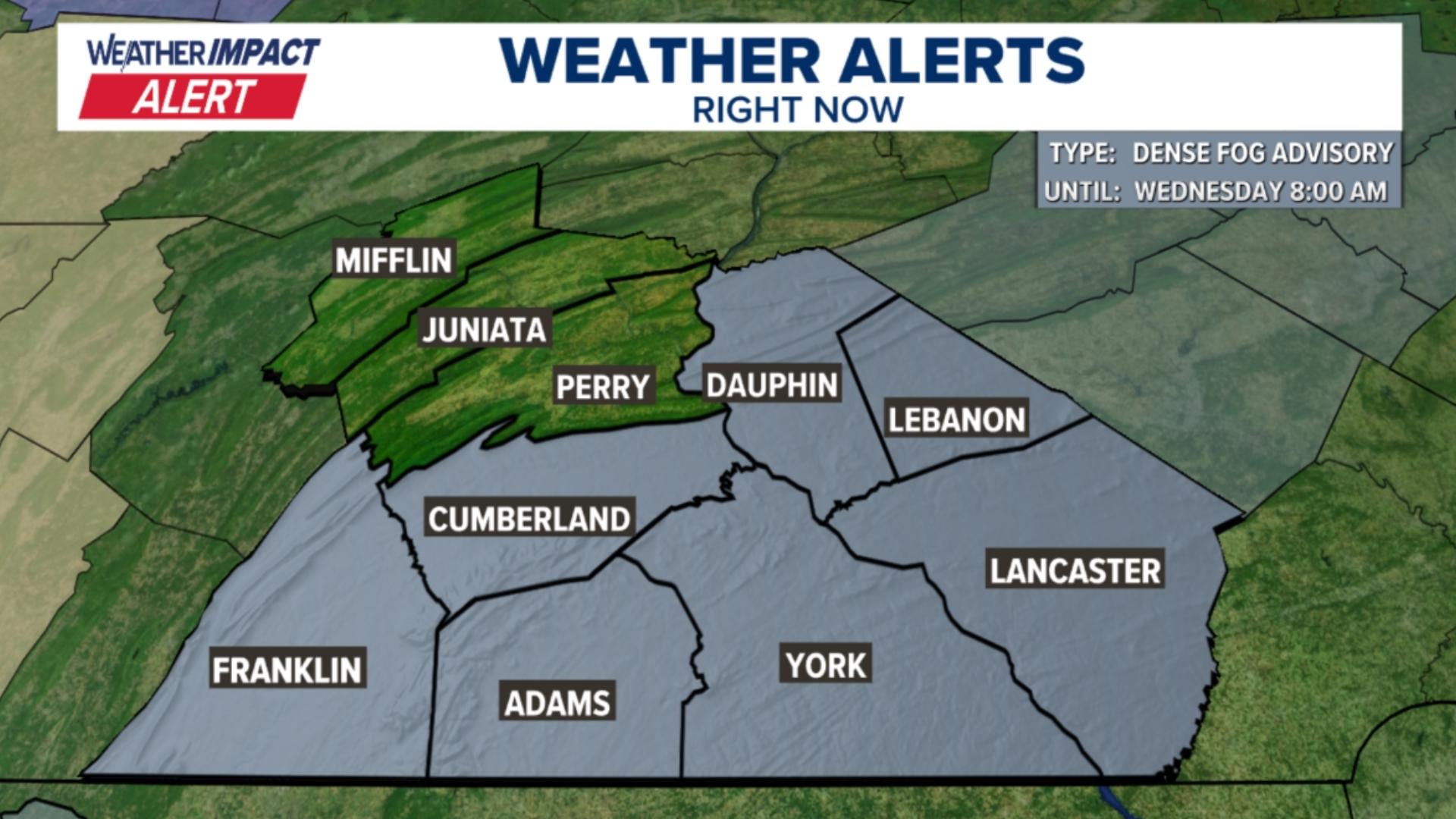 Weather Impact Alert | Patchy fog across Central PA Wednesday morning ...