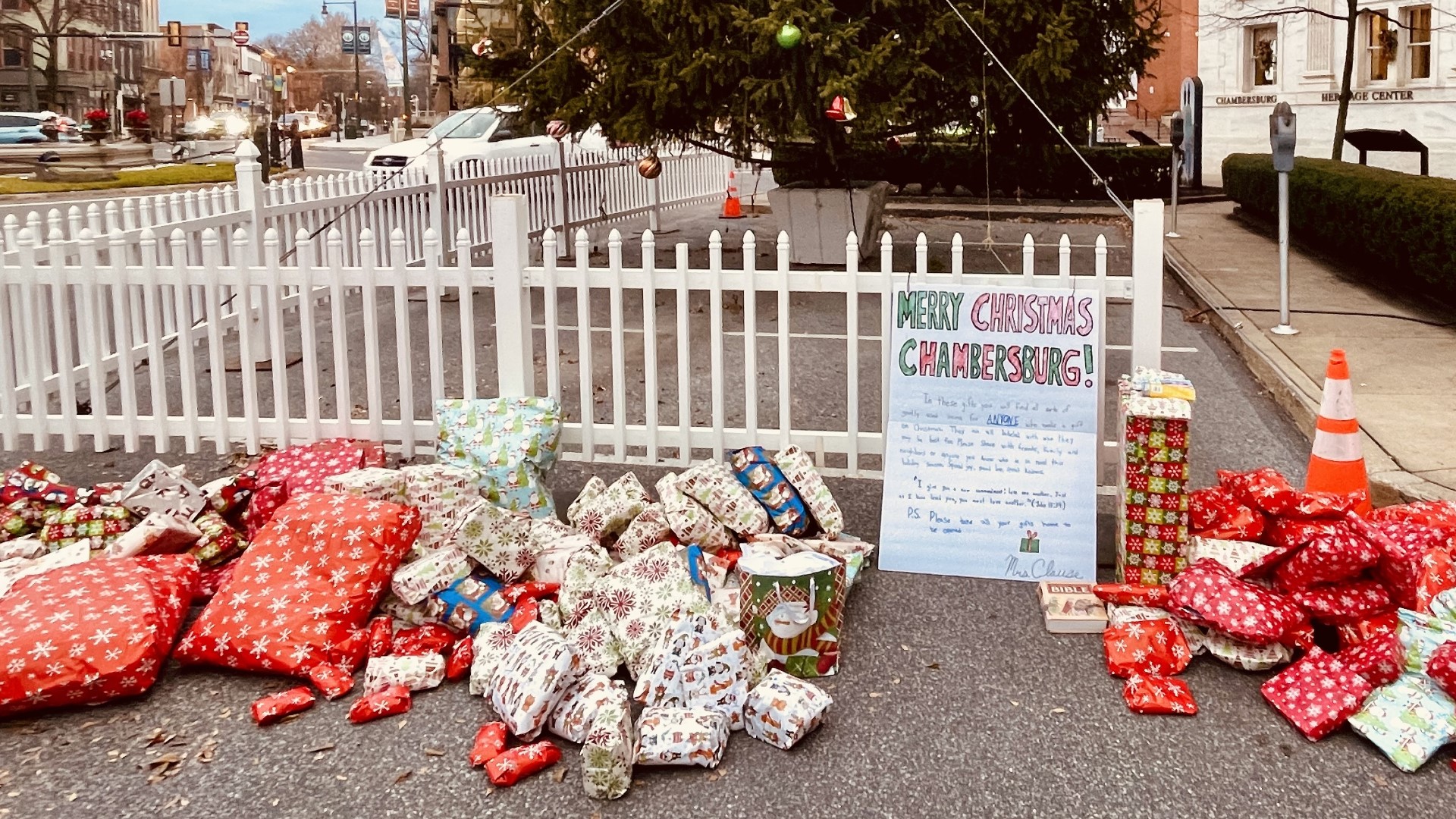 The gifts were given by an anonymous 'Mrs. Claus' to help families in need this holiday season.
