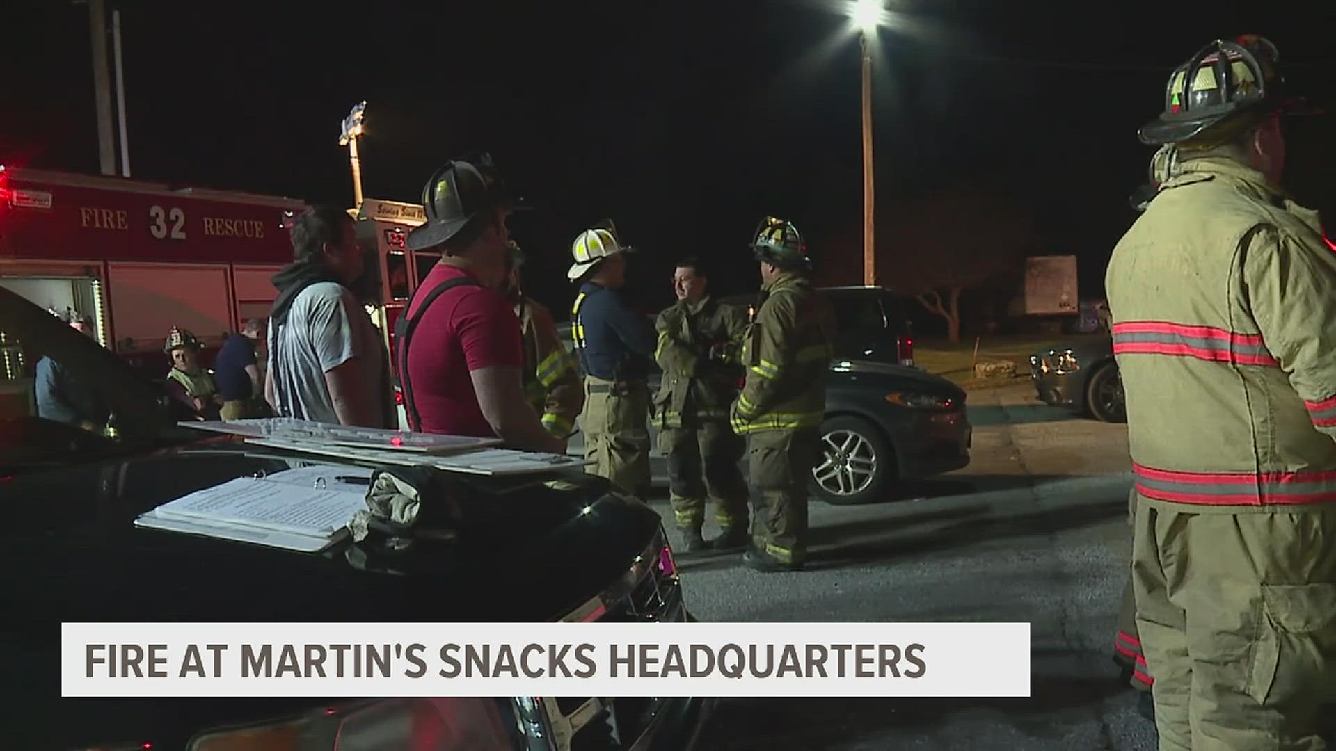 Emergency crews respond fire Martin's Snacks