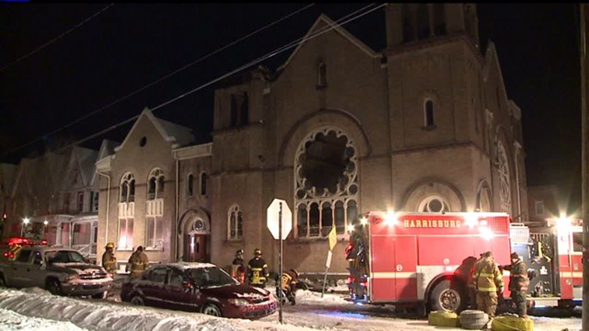 Crews battle fire at a Church in Harrisburg