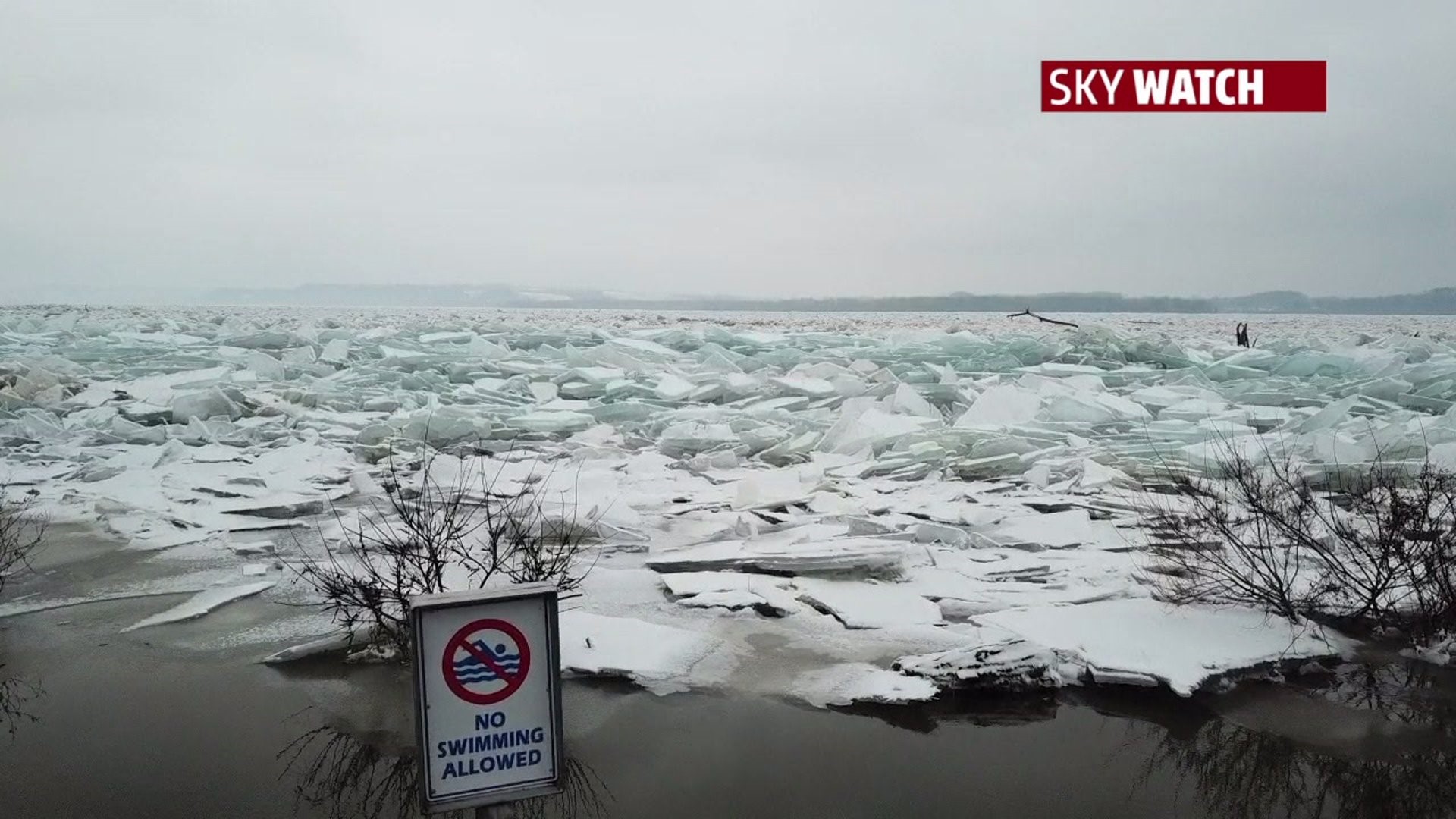 Ice jams along the Susquehanna River in Long Level, York County