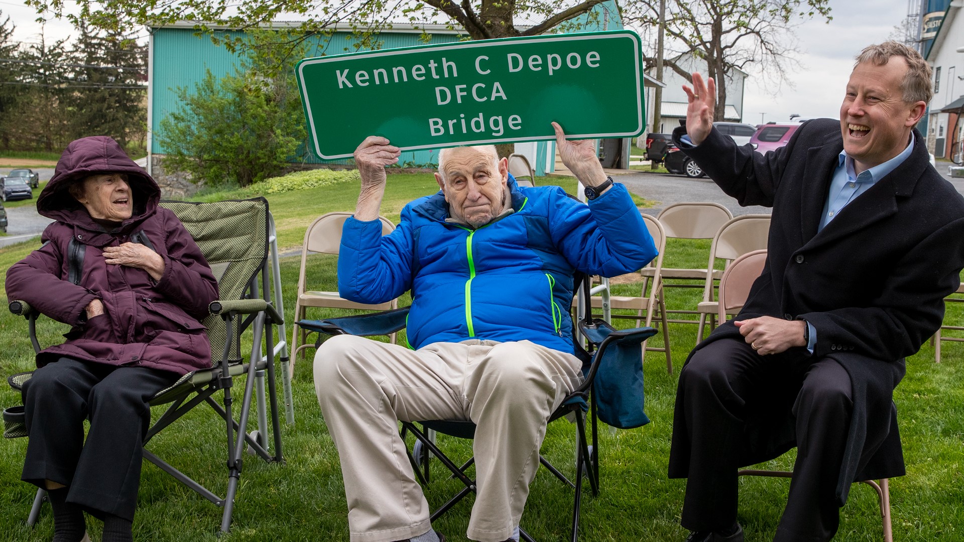 Local officials and residents gathered to rename the State Route 772 bridge after conservationist Kenneth C Depoe.