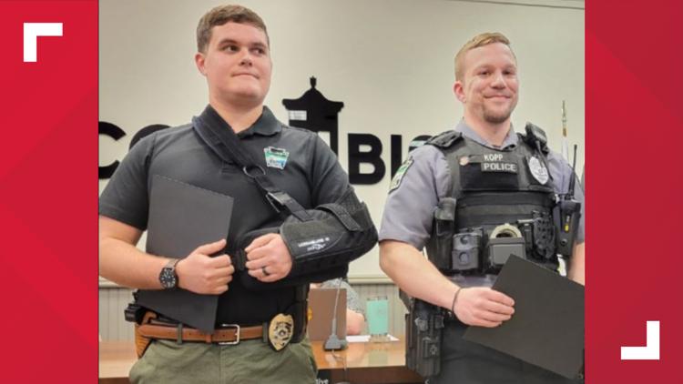 Columbia officers honored for saving man's life on Route 30 bridge