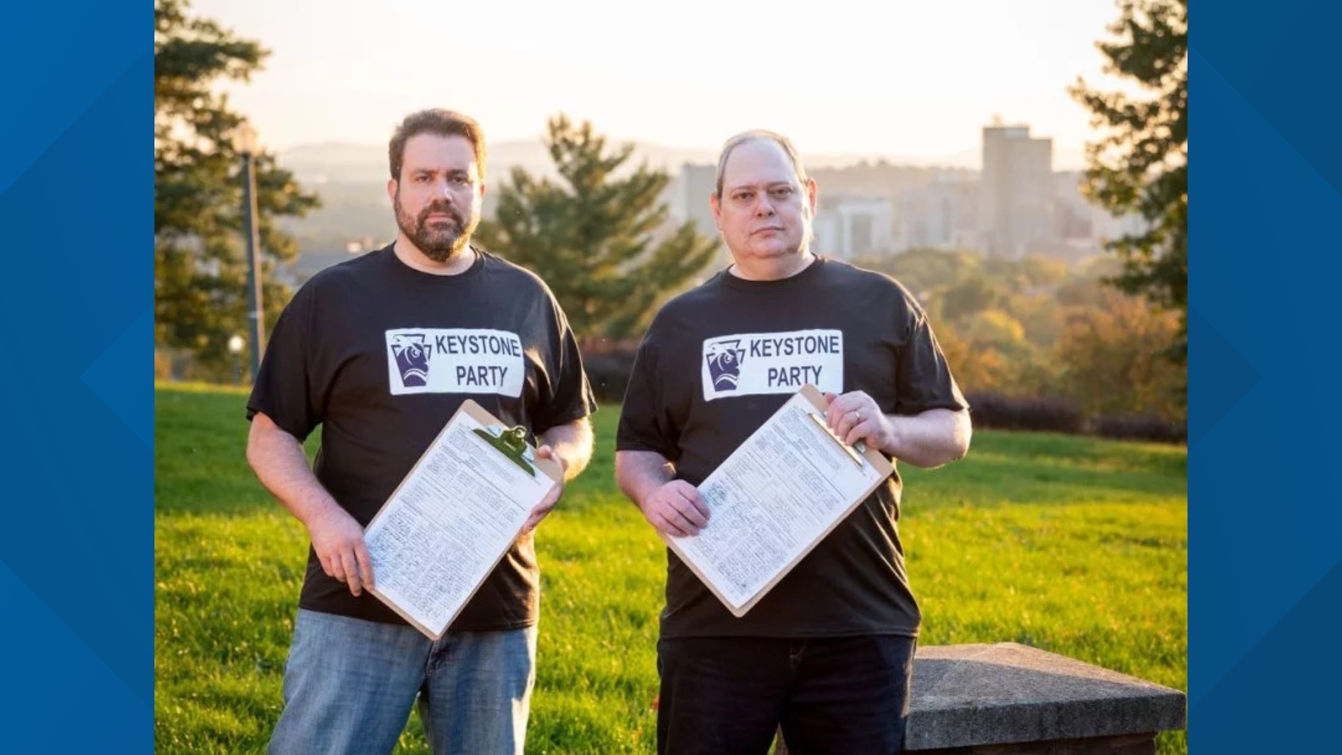 Kevin Gaughen and Dave Kocur were passing out ballot petitions for the Keystone Party when they were asked to leave Fort Hunter Park.