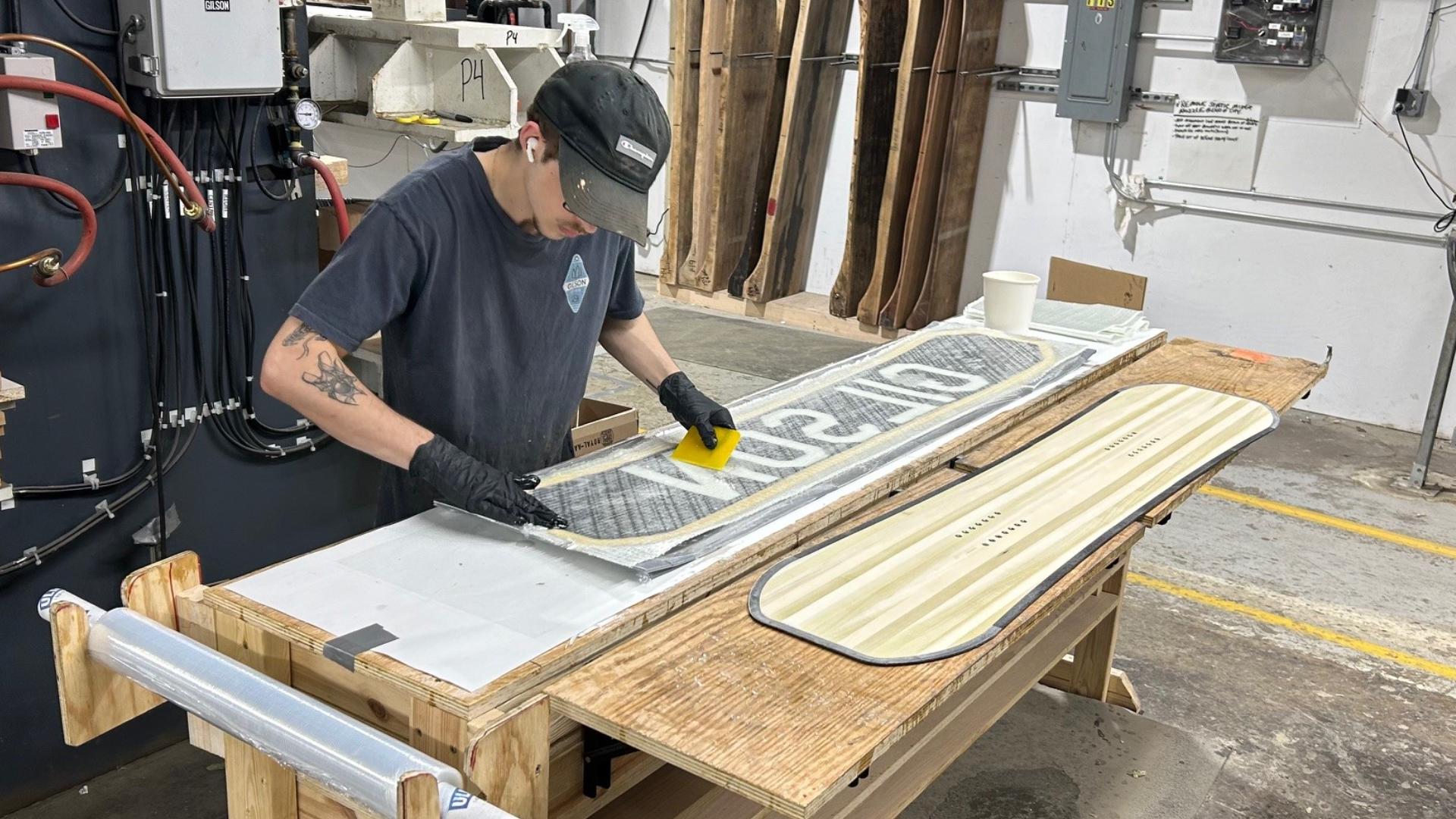 Starting with Pennsylvania poplar trees, these skis and snowboards are designed, manufactured and assembled in a factory in Selinsgrove, Snyder County.