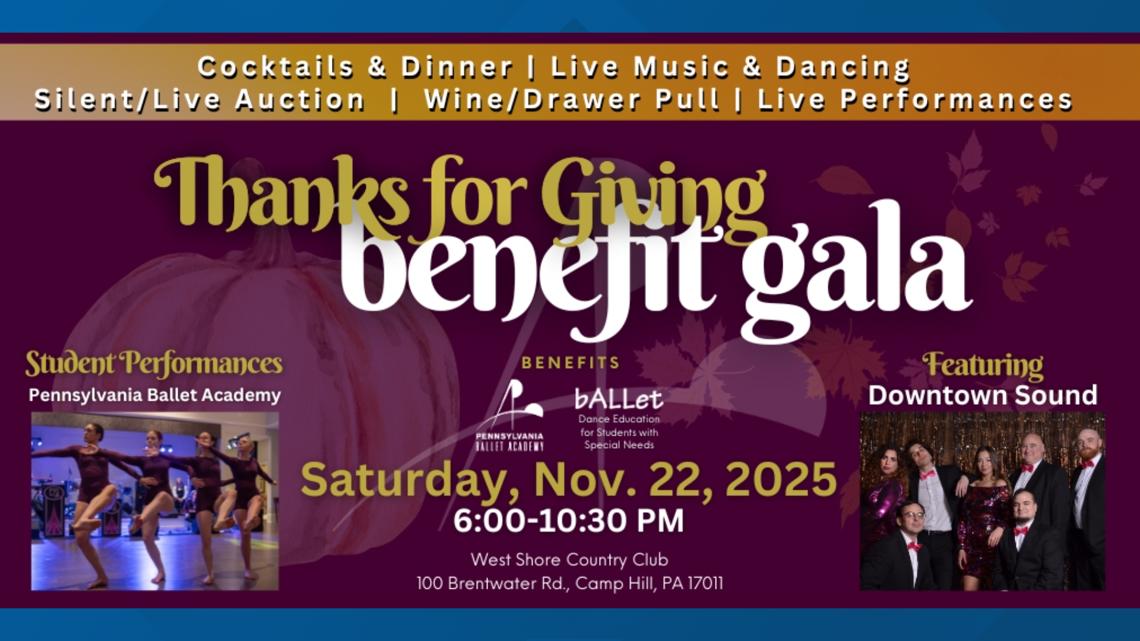 Pennsylvania Ballet Academy to hold 'Thanks for Giving' benefit gala this weekend in Cumberland County