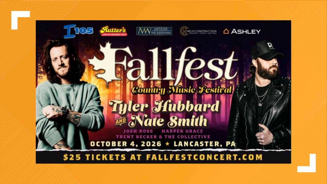 Tyler Hubbard, Nate Smith headline Lancaster's 34th Annual FallFest Country Music Festival lineup