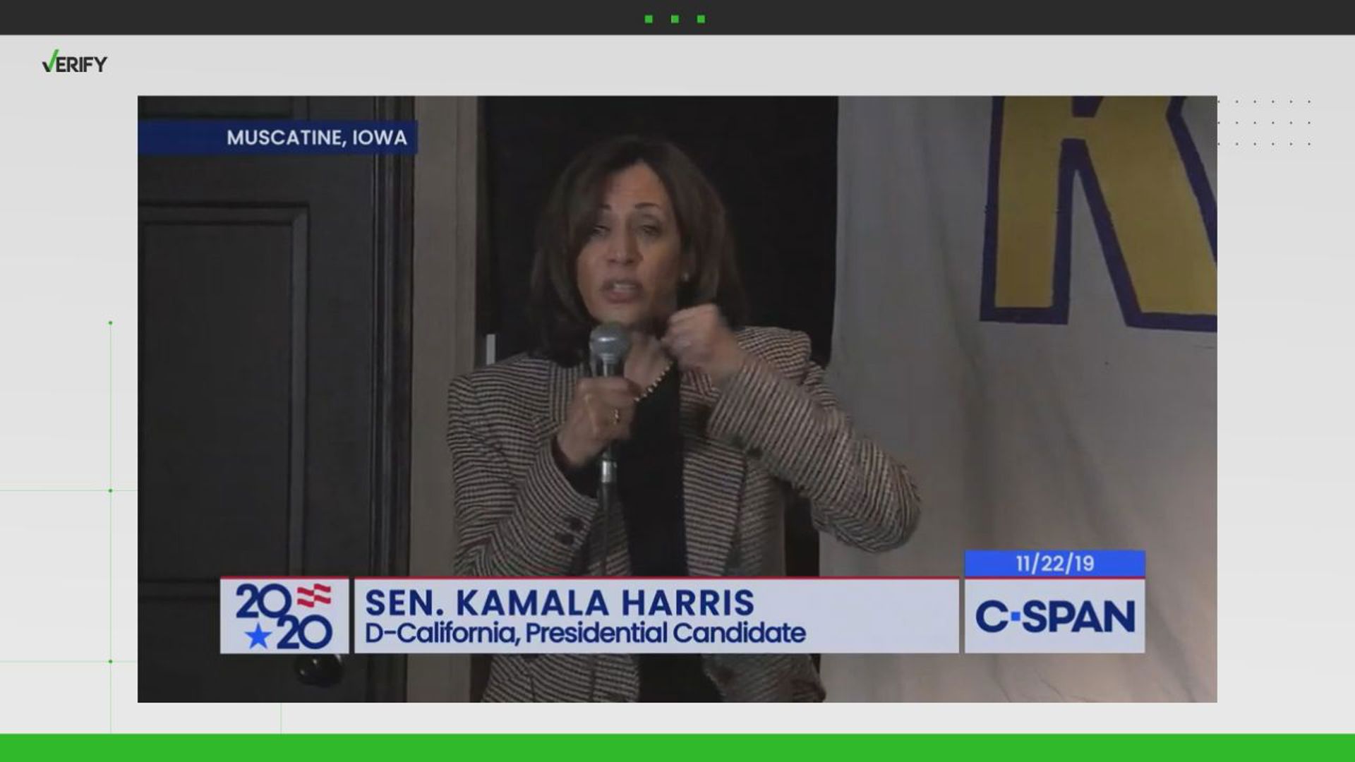 Viral clip showing Harris saying 'I will snatch their patent' lacks context.