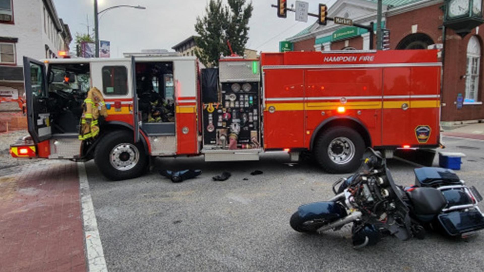 Motorcyclist injured after crashing into fire truck in Mechanicsburg ...