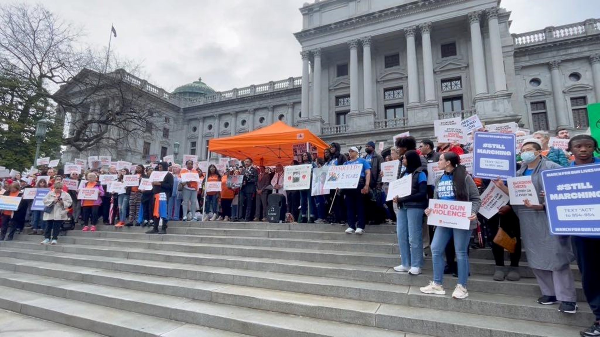 A rally against gun violence brought hundreds to Harrisburg on Thursday to call for more gun control laws.