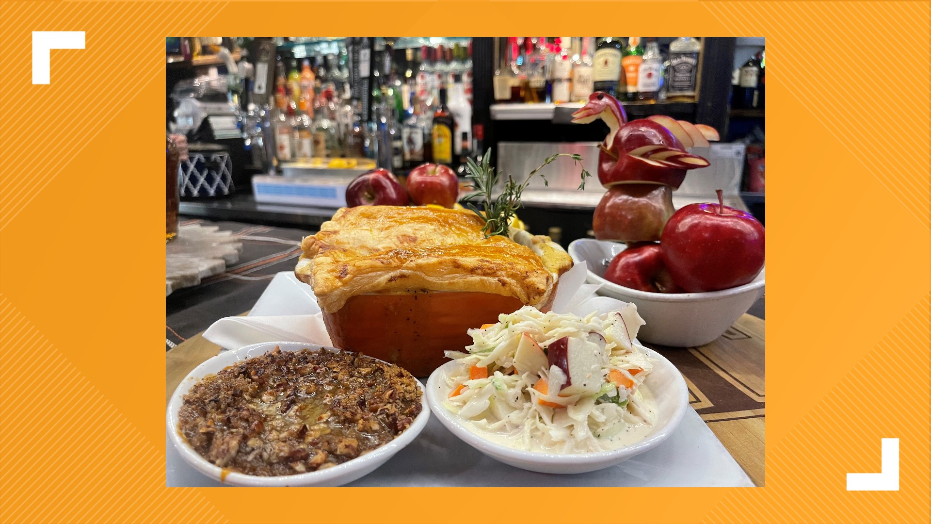 Looking for a way to shake up your traditional Thanksgiving dinner? Try Olivia's pumpkin turkey pot pie, sweet potato casserole and full moon cider.