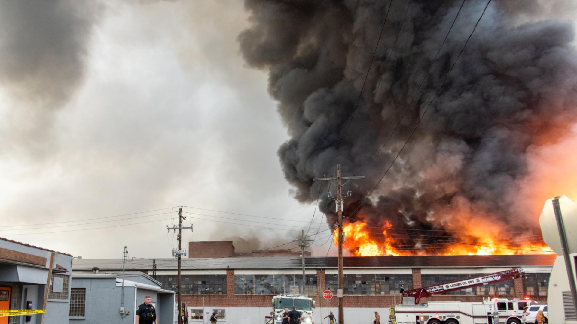 Emergency crews are asking people to avoid the 400 block of S. Albemarle Street in the city as they work to extinguish the fire.